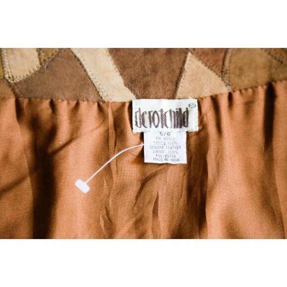 Vintage 90s Buttery Soft Brown Suede Patchwork 2  piece skirt and vest S… - Picture 11 of 12